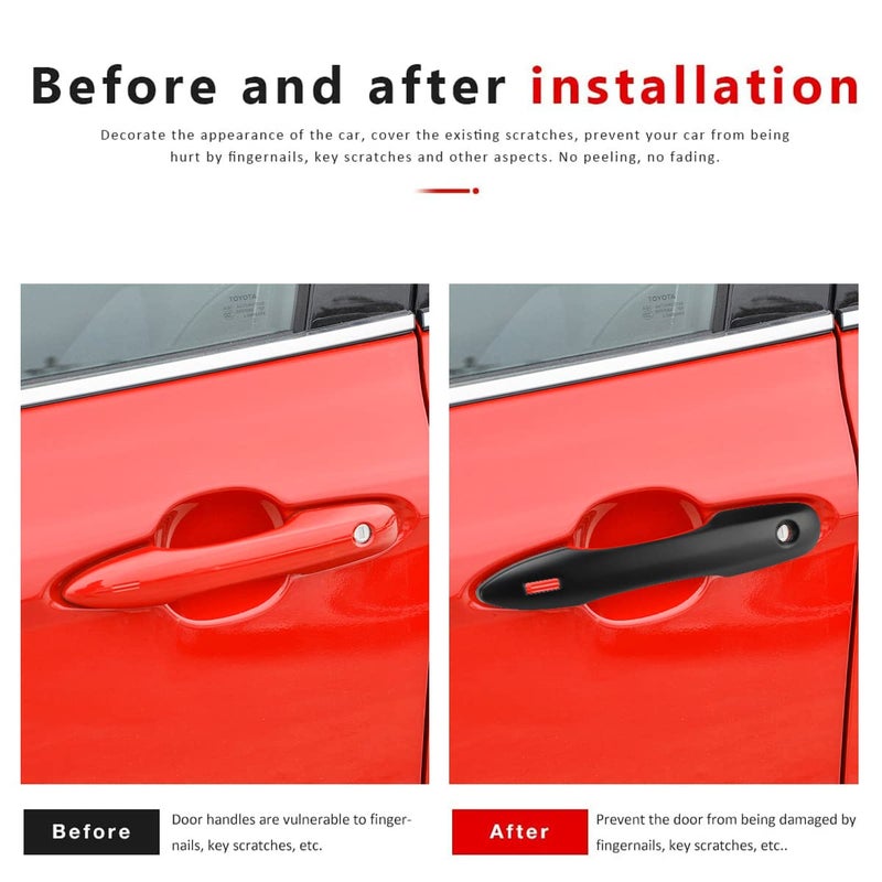DLOVEG Car Door Handle Cover Protector Compatible for 2018-2023 2024 2025 Toyota Camry Accessories Compatible for Toyota Corolla Venza 2025 2024 2023 2022-2020 (with 2 Smart Key Holes, Matte Black) - Image 2